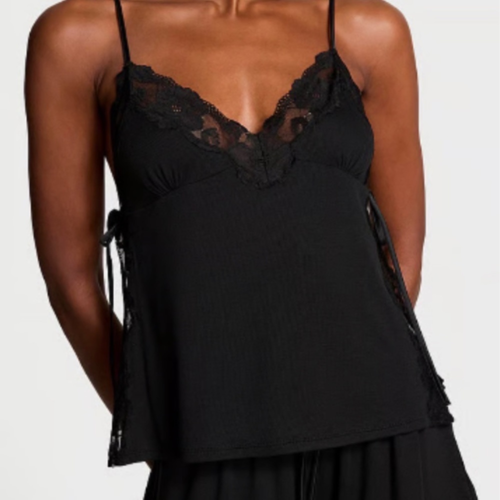 Victoria's Secret Ribbed Modal and Lace Cami Short PJ Set Size M MAROON